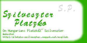 szilveszter platzko business card